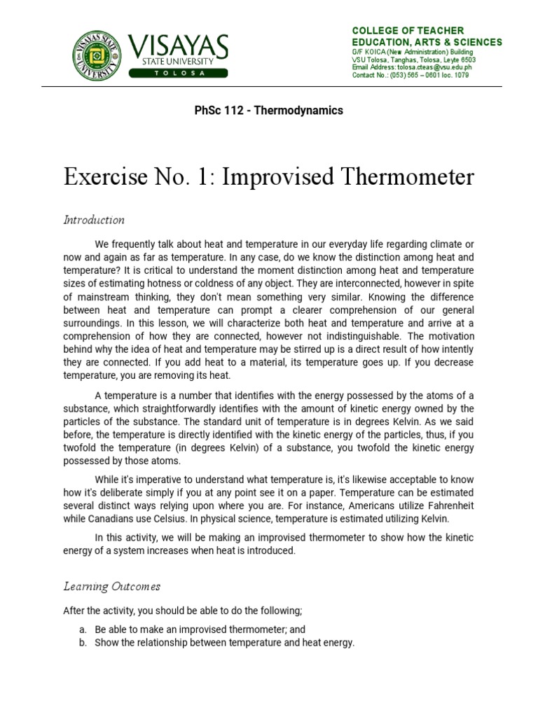 Improvised Thermometer Guide | PDF | Temperature | Heat