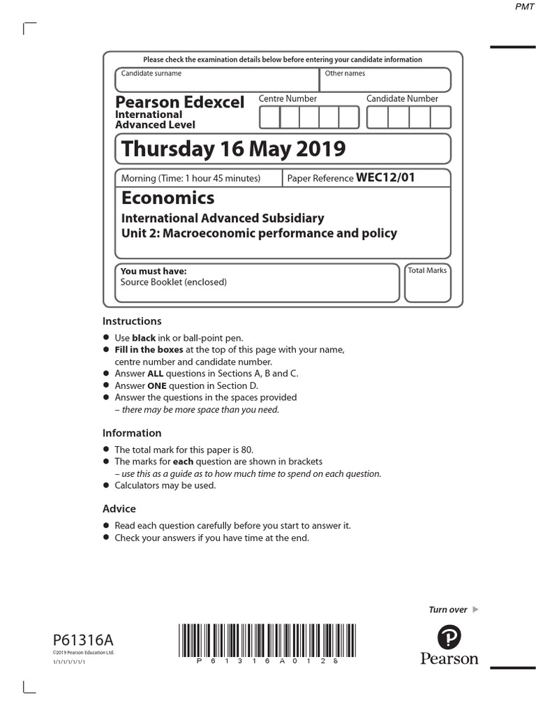 June 2019 (IAL) QP - Unit 2 Edexcel Economics A-Level | PDF | Inflation ...