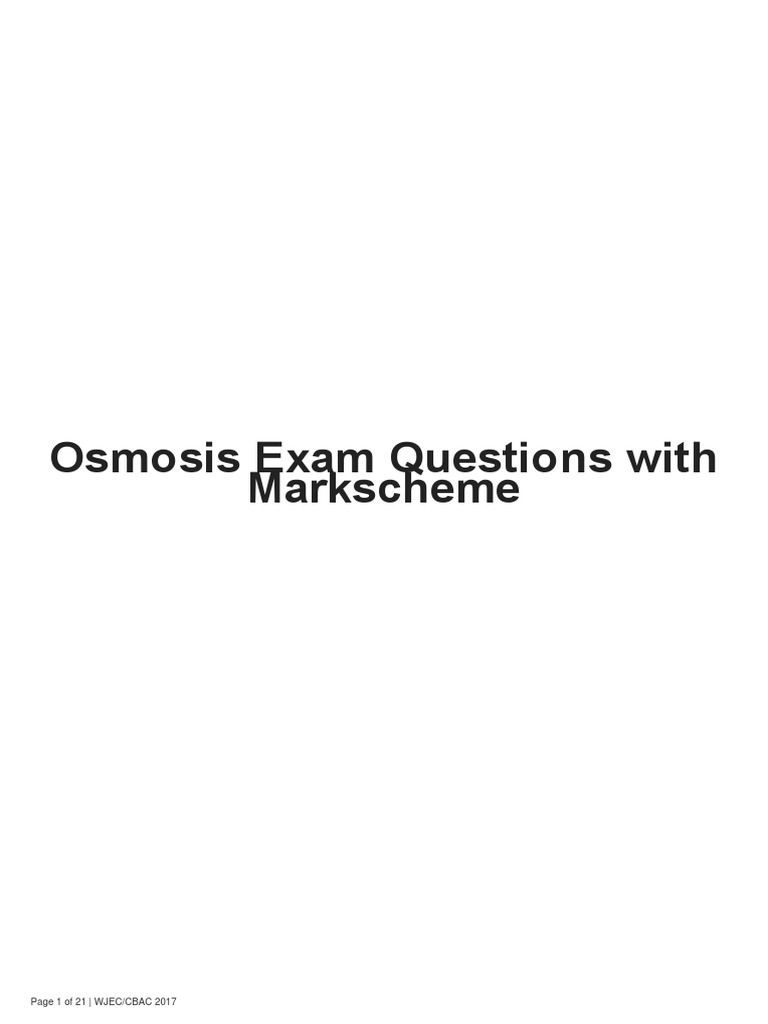 Osmosis Exam Questions With Markscheme PDF Vacuole Osmosis