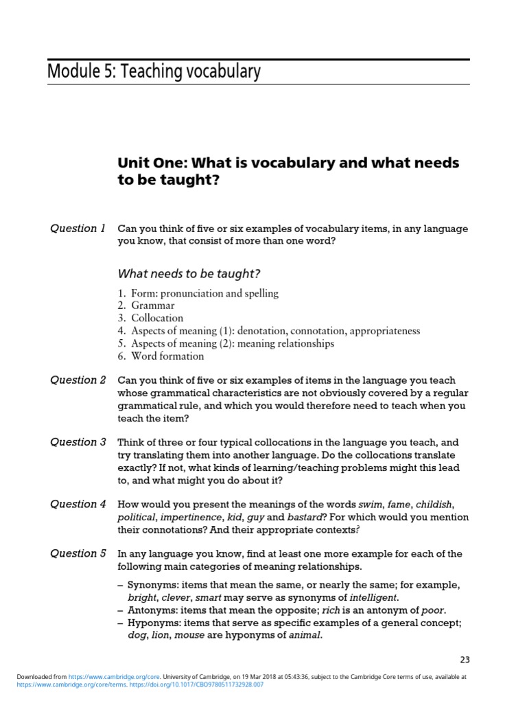 Ur, P. (N.D.) - Teaching Vocabulary. A Course in Language Teaching ...