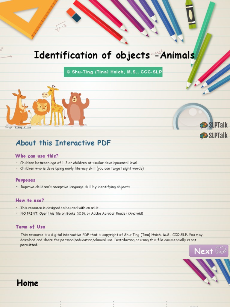 Identification of animals pdf