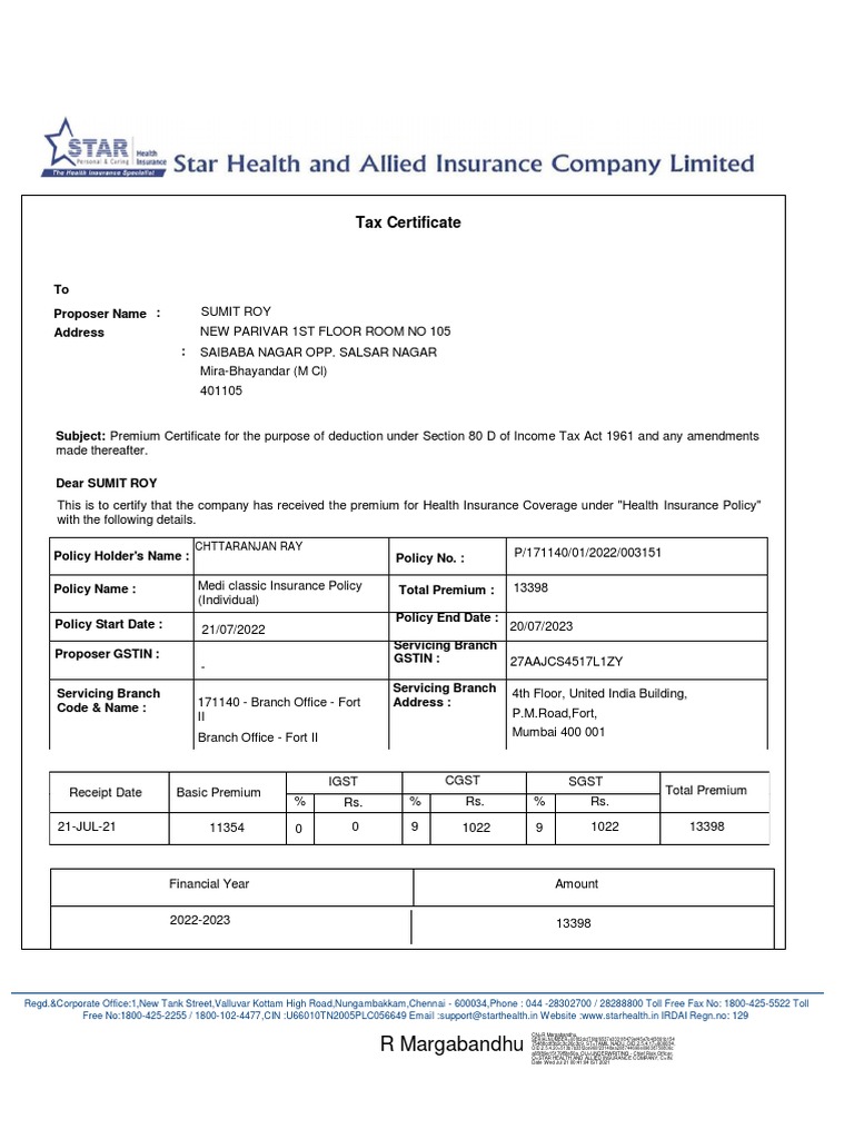 star-mediclaim-interest-certificate-download-free-pdf-insurance