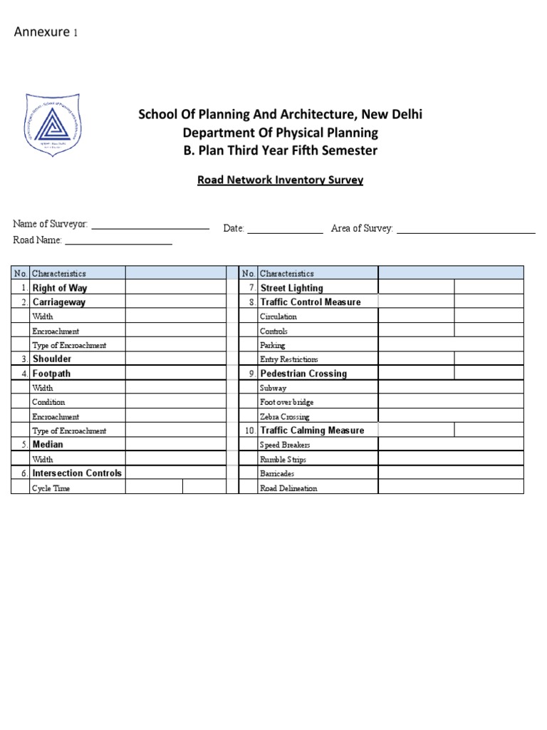 Traffic Survey Formatsss Pdf Road Traffic