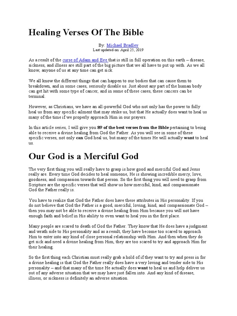 Healing Verses of The Bible | PDF | Faith Healing | Prayer