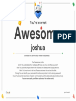 Google Interland Joshua Certificate of Awesomeness