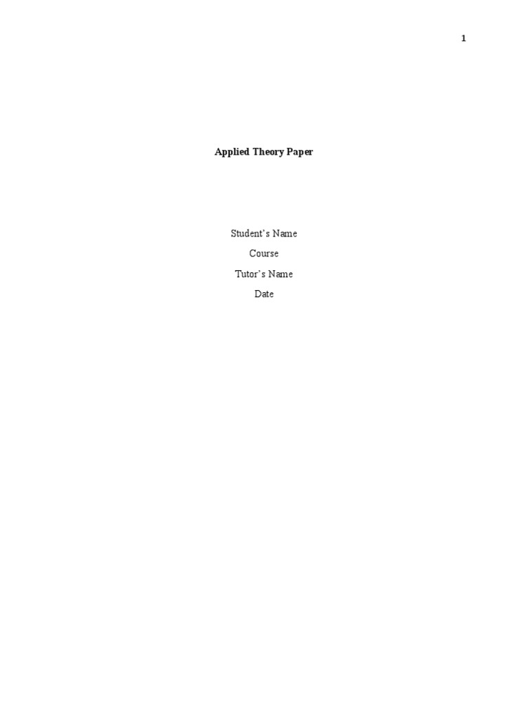 Applied Theory Paper | PDF