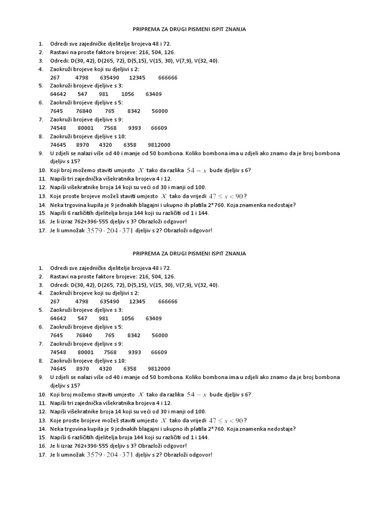 Priprema Za Drugi Pismeni Ispit Znanja Pdf