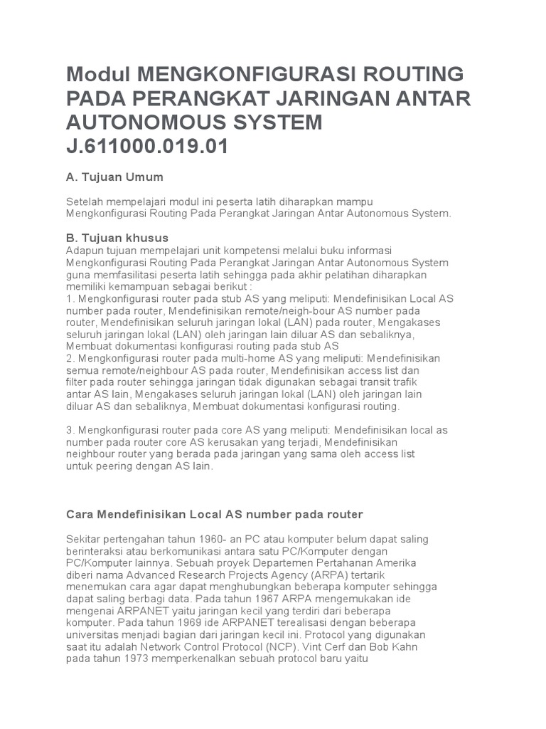 KONFIGURASI ROUTING ANTAR AUTONOMOUS SYSTEM | PDF
