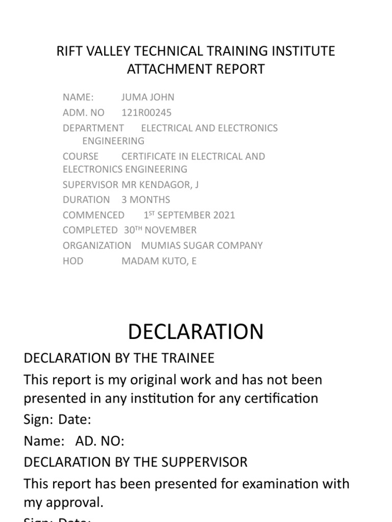 Electrical Engineering Attachment Report | PDF