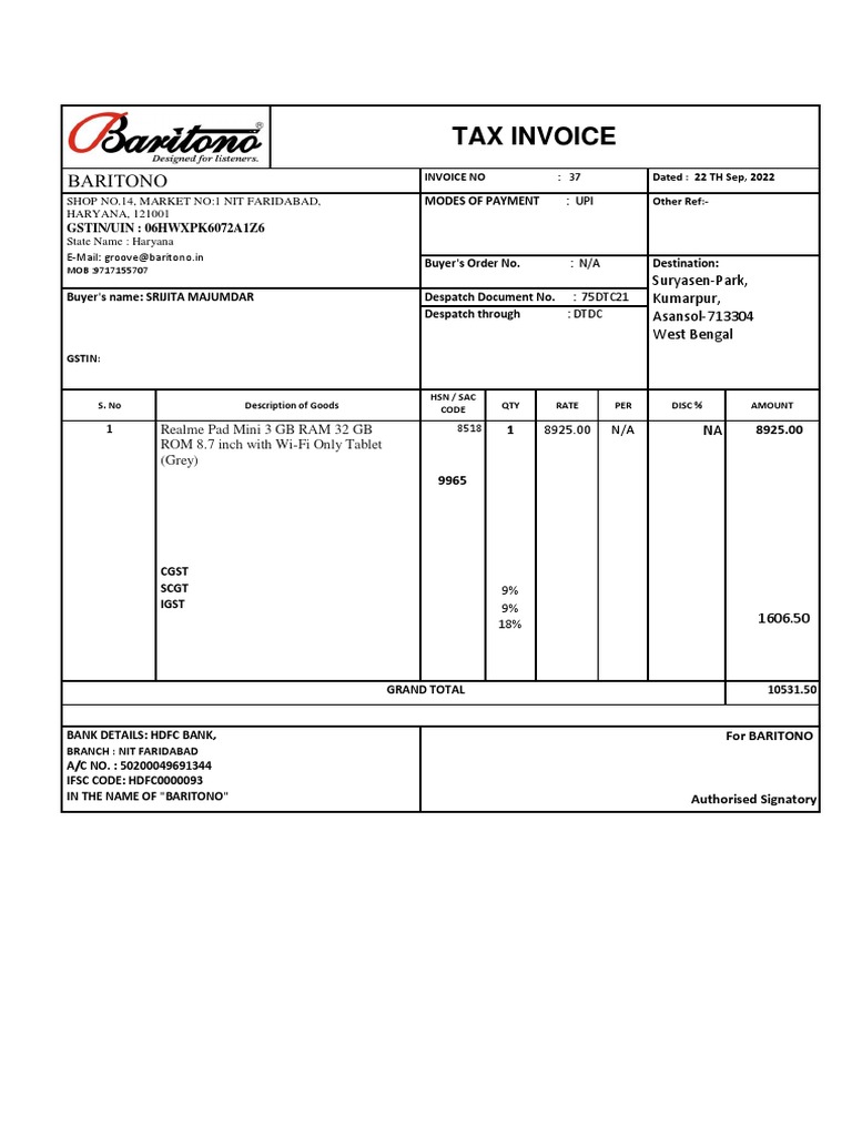 Gst Billing Process