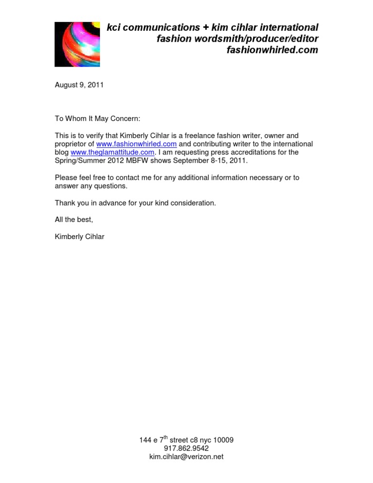 MBFW Application Letter | PDF | Lifestyle
