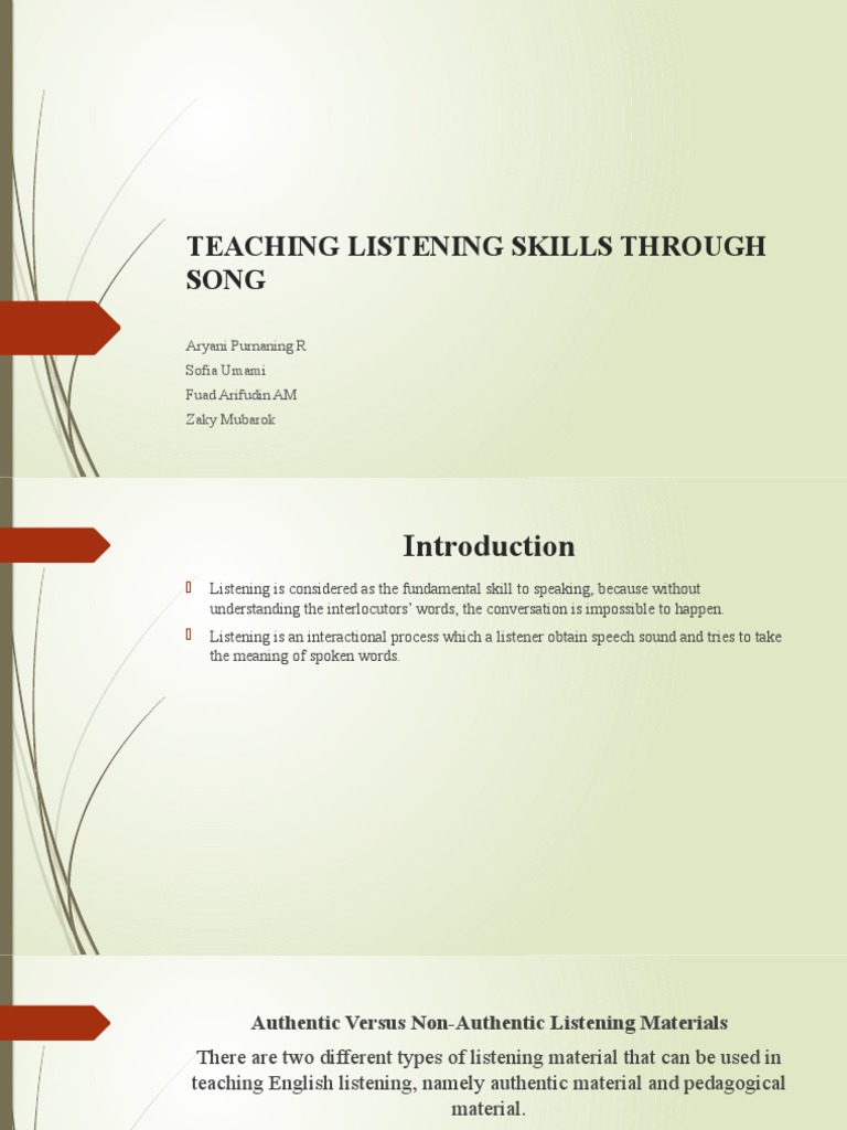 Techniques Of Teaching Listening Skills Slideshare