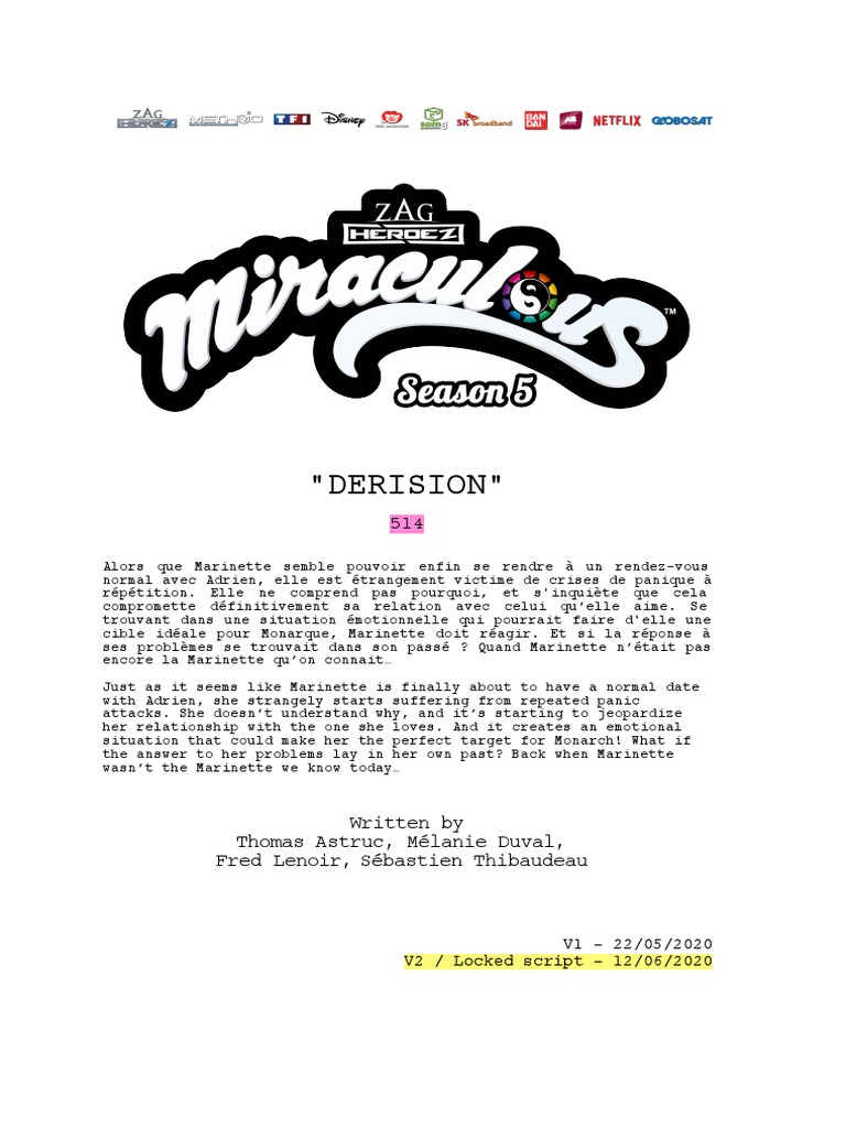 Miraculous Ladybug Season 5 Episode 14 Derision Script