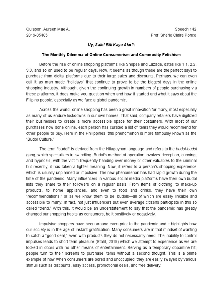 Analysis Paper PDF Capitalism Commodity