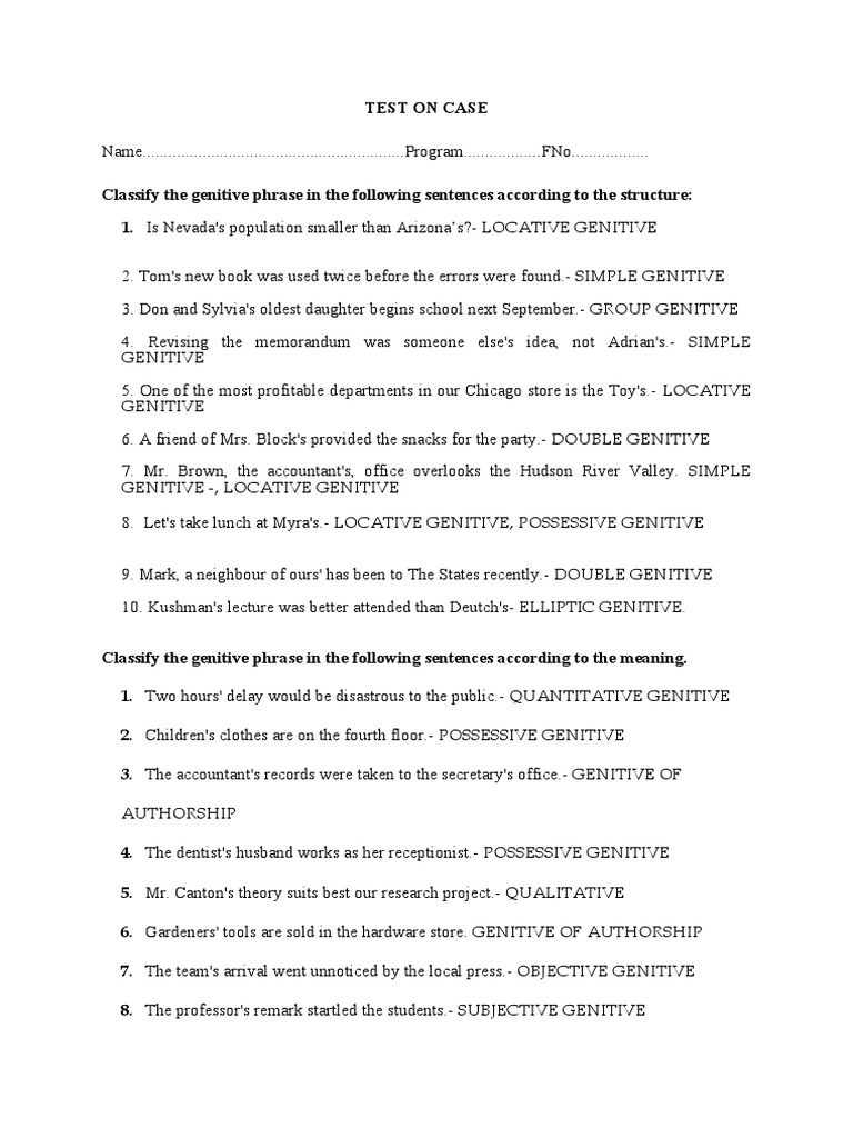 Classification of The Genitive Phrase PDF