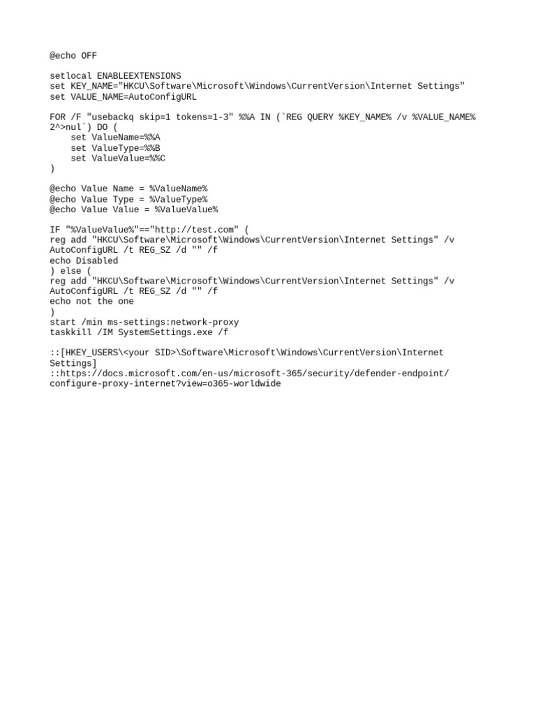 Removing Automatic Proxy Configuration Settings Through Batch Script PDF