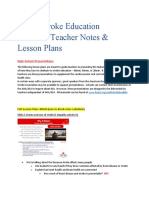 Youth Stroke Teacher Notes Lesson Plans