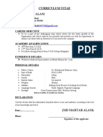 Curriculum Vitae MD Mahtab Alam: E-Mail ID