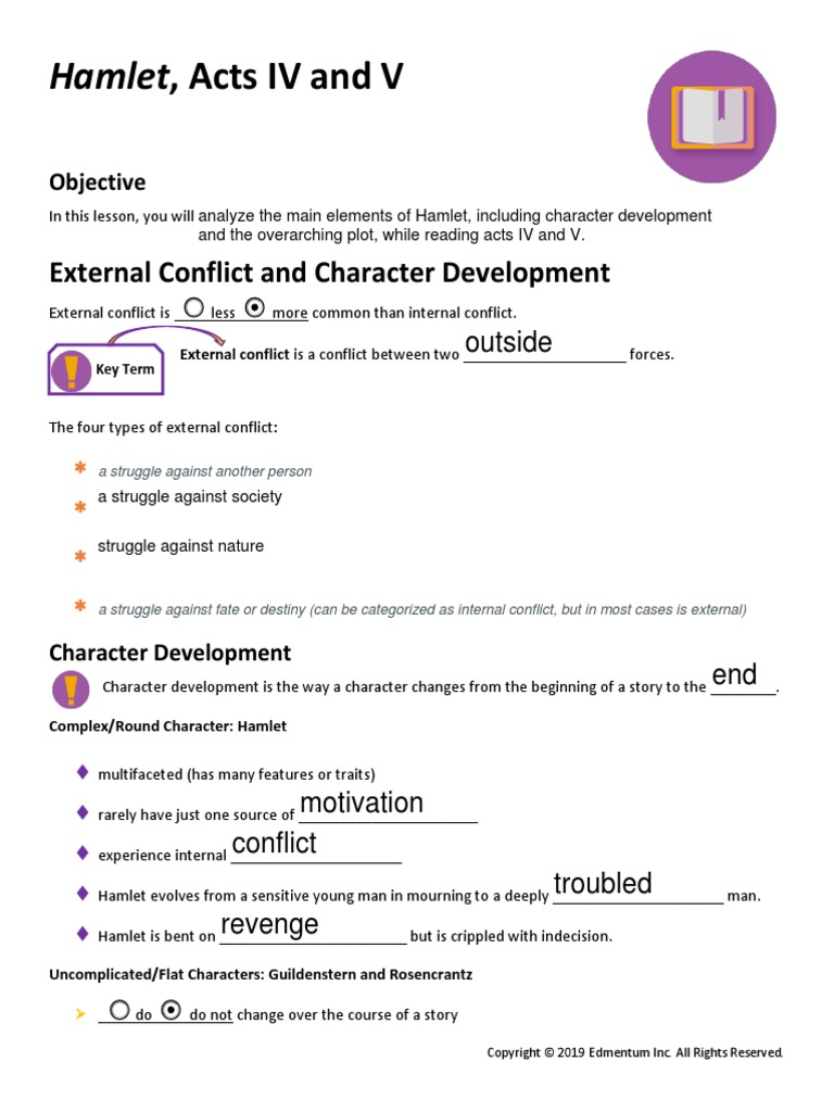 Hamlet, Acts IV and V: External Conflict and Character Development ...