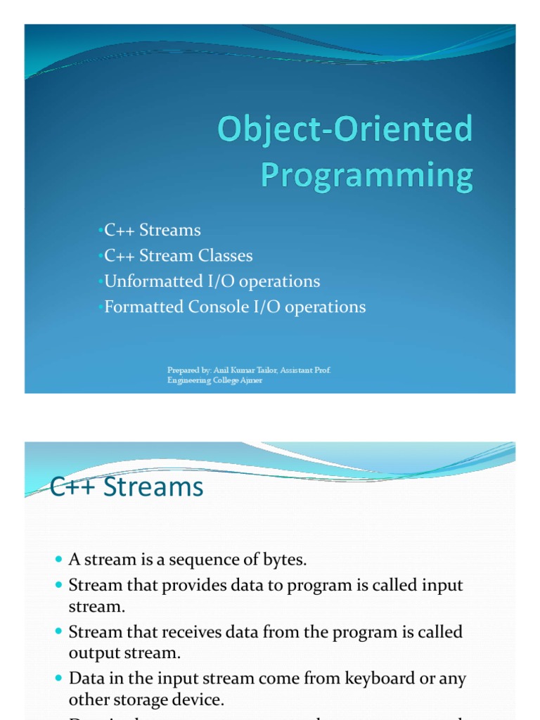 Stream Classes Slides | PDF | C++ | Input/Output