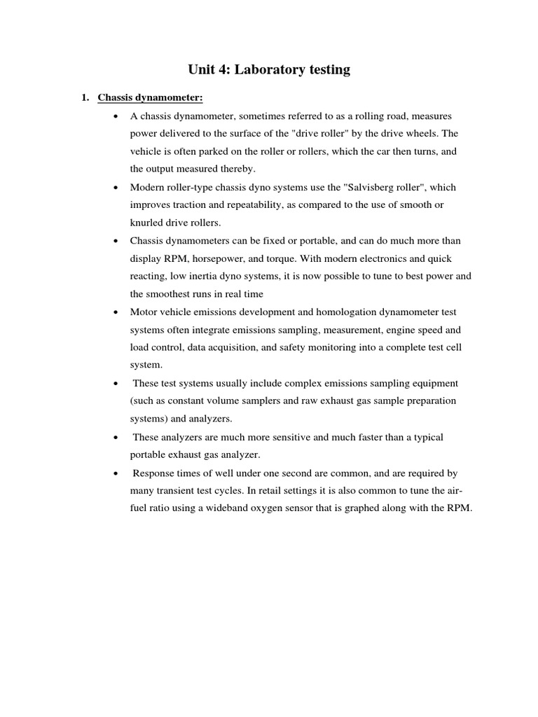 Unit 4 Laboratory Testing PDF Horsepower Mechanical Engineering