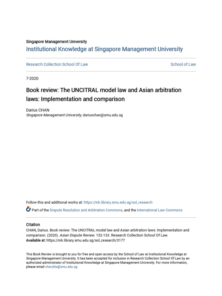 UNCITRAL Model Law & Asian Arbitration Review | PDF | Arbitration | Justice