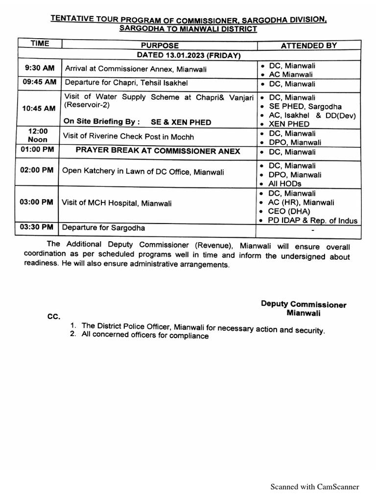 Tentative Tour Program | PDF