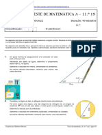 1.º Teste de Matemática A 11.º 19: 1.º Período 24/10/2022 Duração: 90 Minutos Nome: N.º: Classificação: O Professor