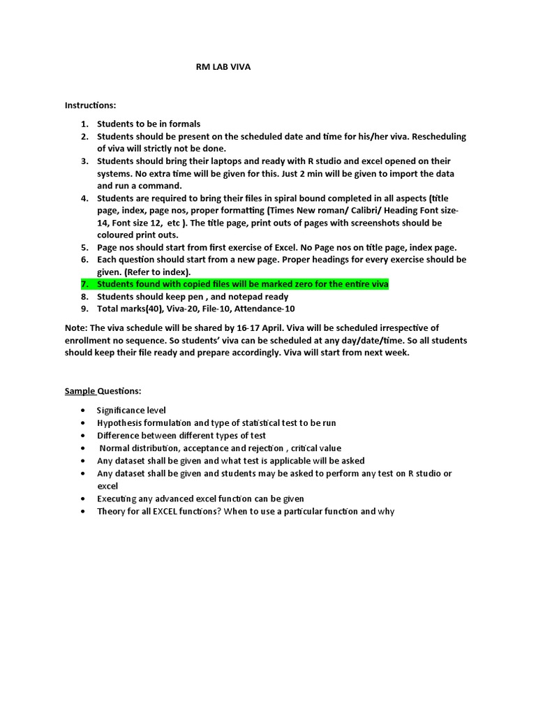 RM Lab Viva PDF