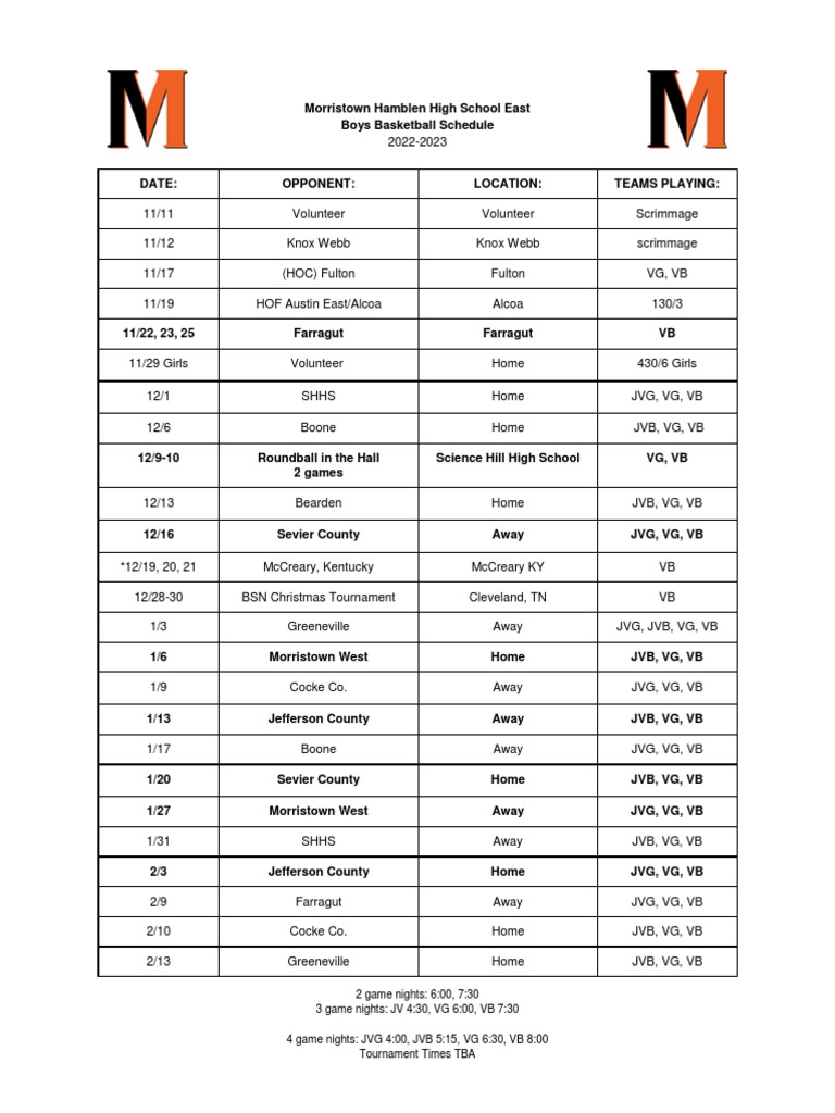 Schedule '22 '23 PDF