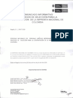 Comunicado Informativo Procesos de Seleccion para La Contratacion de La Imprenta Nacional de Colombia