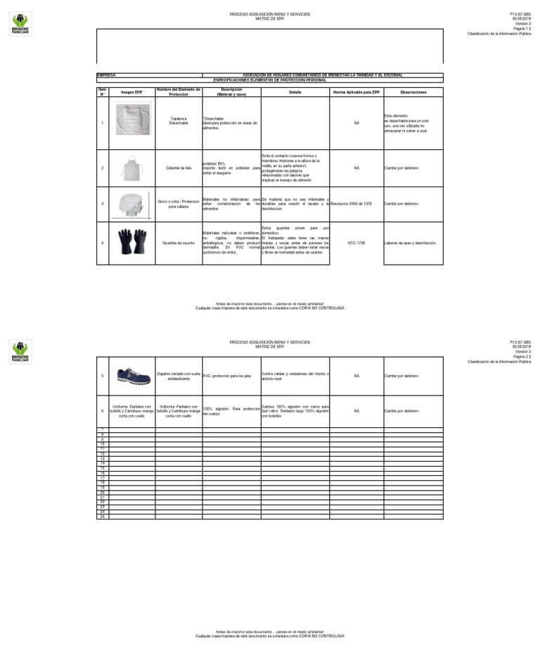 F13.g7.abs Formato Matriz de Epp v2TRINIDAD | PDF