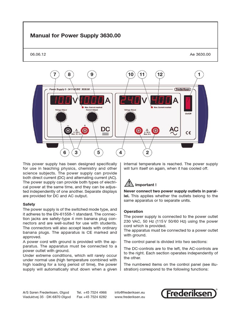 Low Voltage AC DC Power Supply Manual SF 9584B | PDF | Power Supply ...