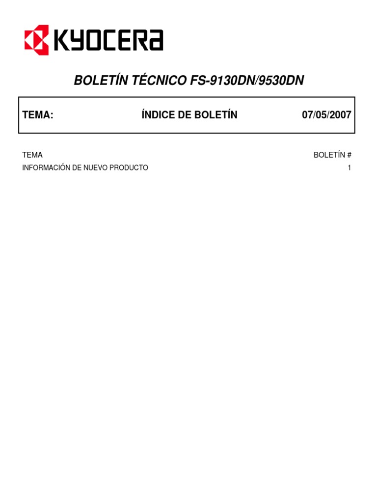 Boletín Técnico Impresoras FS-9130DN/9530DN | PDF | Impresora ...