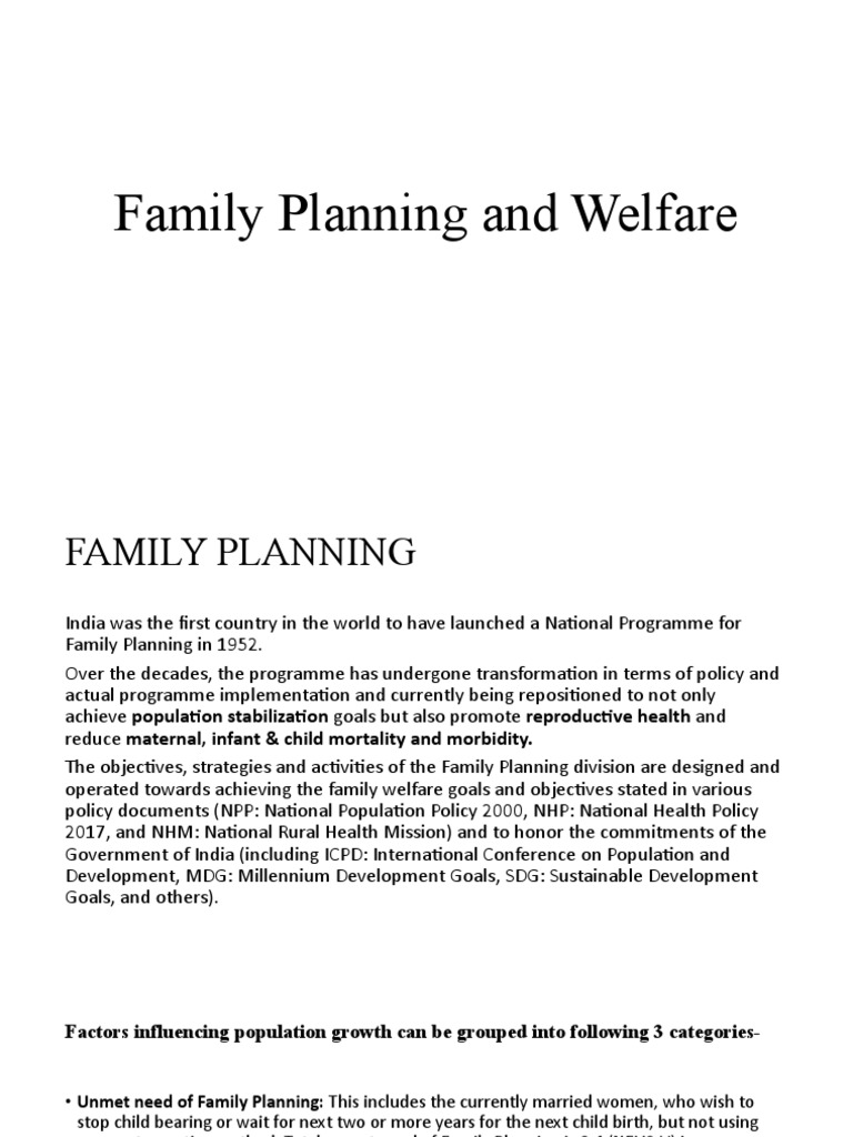 Family Planning and Welfare PDF Family Planning Total Fertility Rate