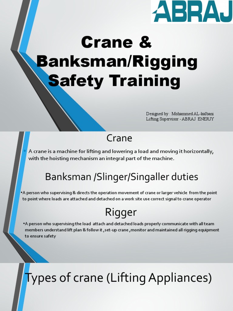 Crane & Banksman Safety Training Guide | PDF | Crane (Machine) | Equipment