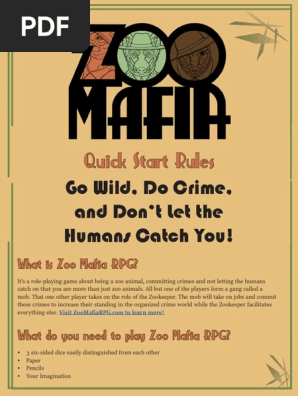 Zoo Mafia Quickstart Rules