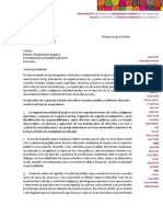 Carta del ECMIA a Presidenta del Perú Dina Boluarte
