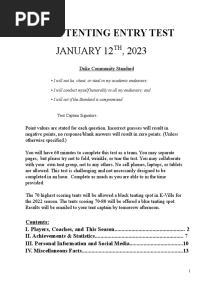 Black Tenting Entry Test 2023