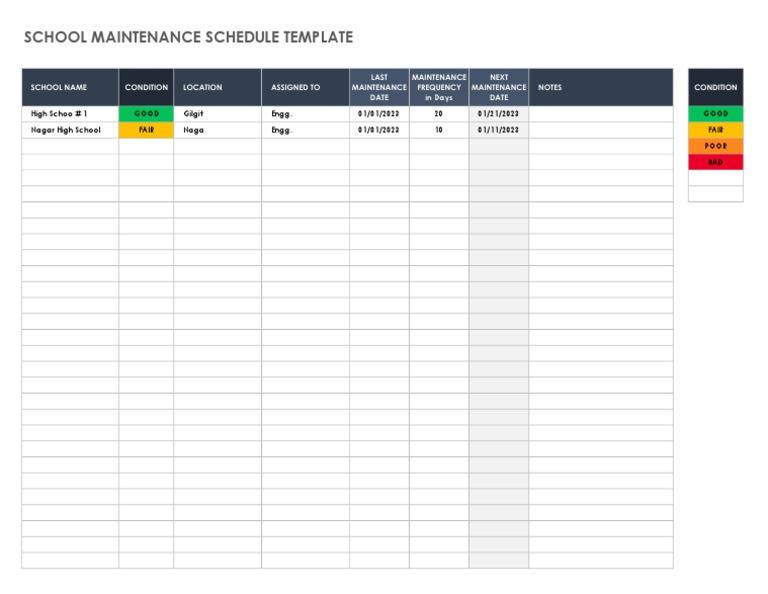 School Maintenance Schedule Template | PDF