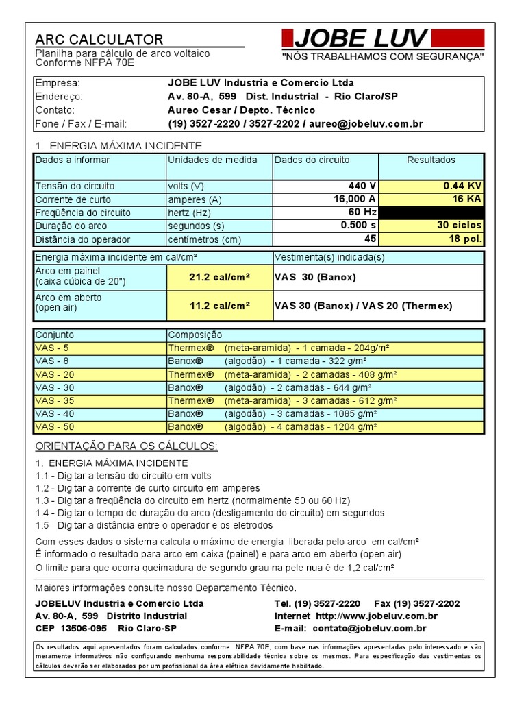 Arc Calculator | PDF | Rede elétrica | Quantidades físicas