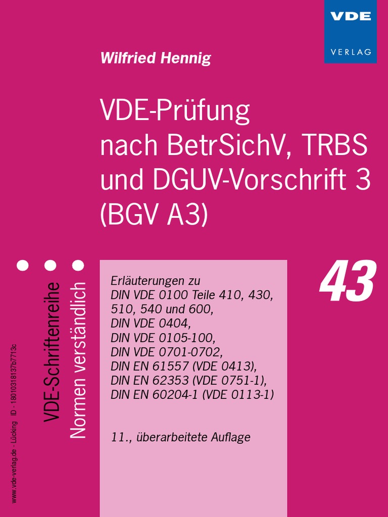 VDE Prüfung Nach BetrSichV, TRBS Und DGUV-Vorschrift 3 | PDF
