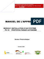 Manuel de L'Apprenant: PV-10 Installation D'Un Système Photovoltaïque Autonome
