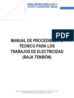 PROCEDIMIENTO TECNICO DE ELECTRICIDAD (BAJA TENSION)