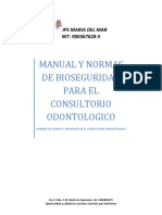 Manual y Normas de Bioseguridad para El Consultorio Odontologico