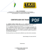 Certificado de Trabajo Taxi