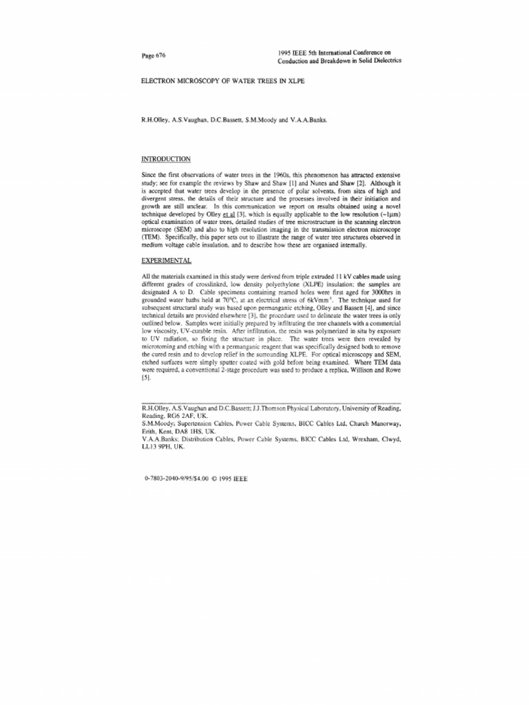 Electron Microscopy of Water Trees in Xlpe | PDF | Microscope ...