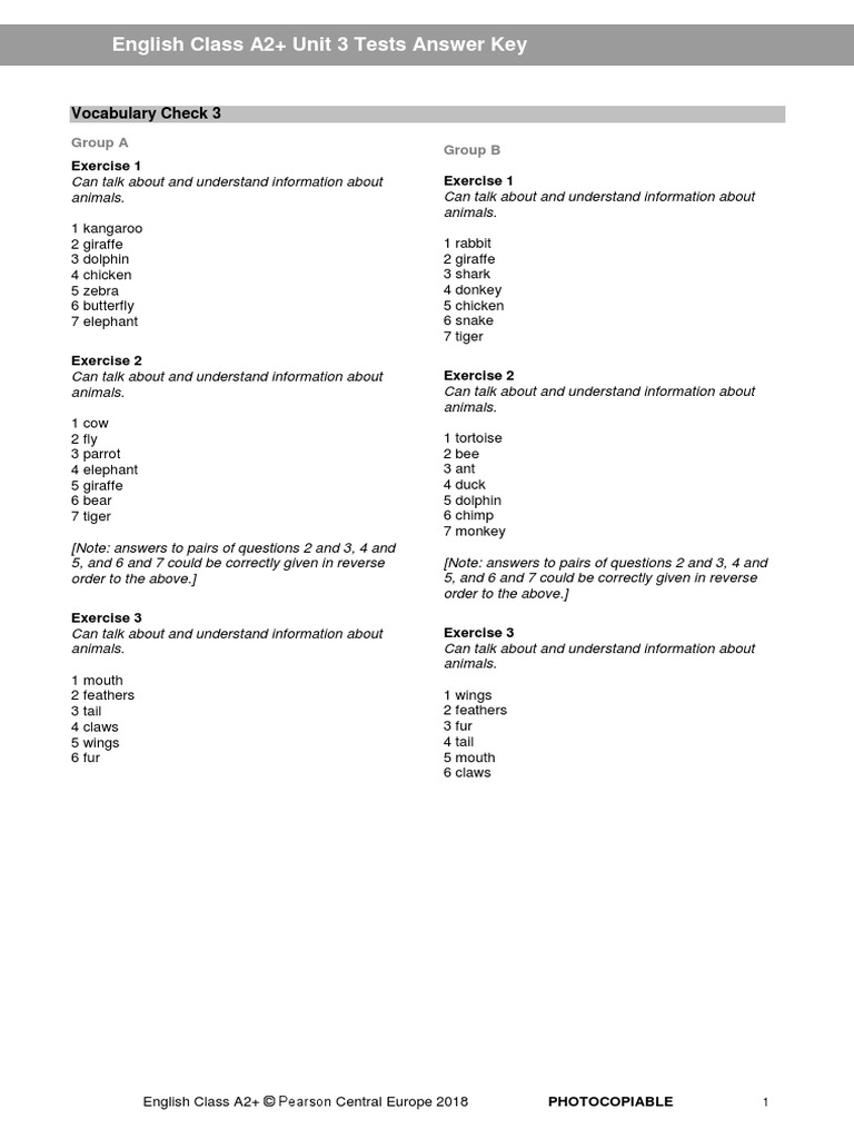 ECA2+ Tests Unit 3 key 2018 | PDF | English Language