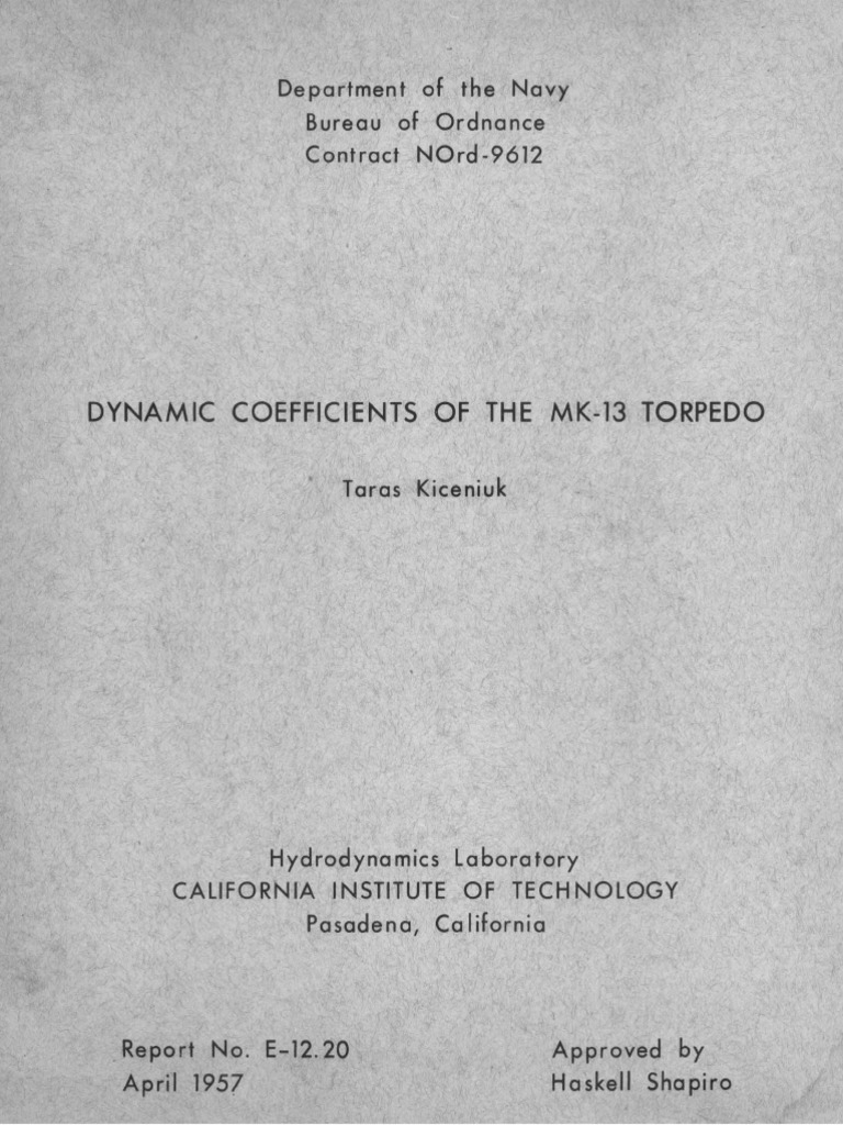 Dynamic Coefficients of MK-13 Torpedo | PDF | Rotation Around A Fixed ...