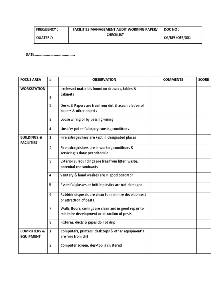 Facility management audit pdf
